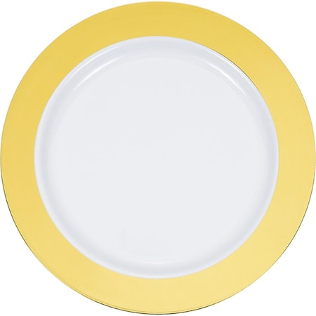 Omg 9 in. Gold Rim Plastic Dinner Plates, 120PK OM3524131